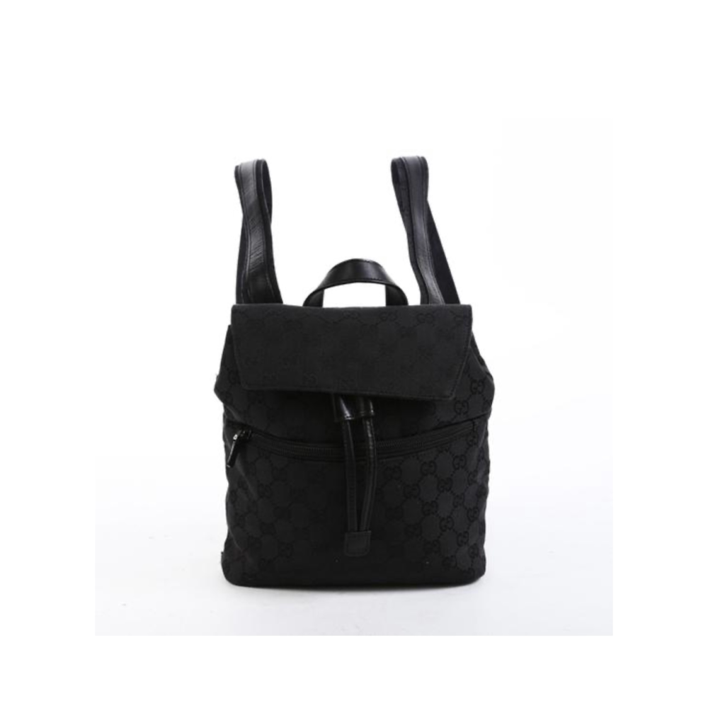 Gucci Drawstring Gg Monogram Canvas Black Backpack
